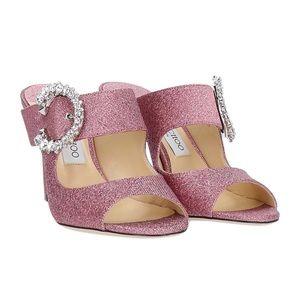 NIB Jimmy Choo Saf 85 Metallic Pink Sandals Size 40